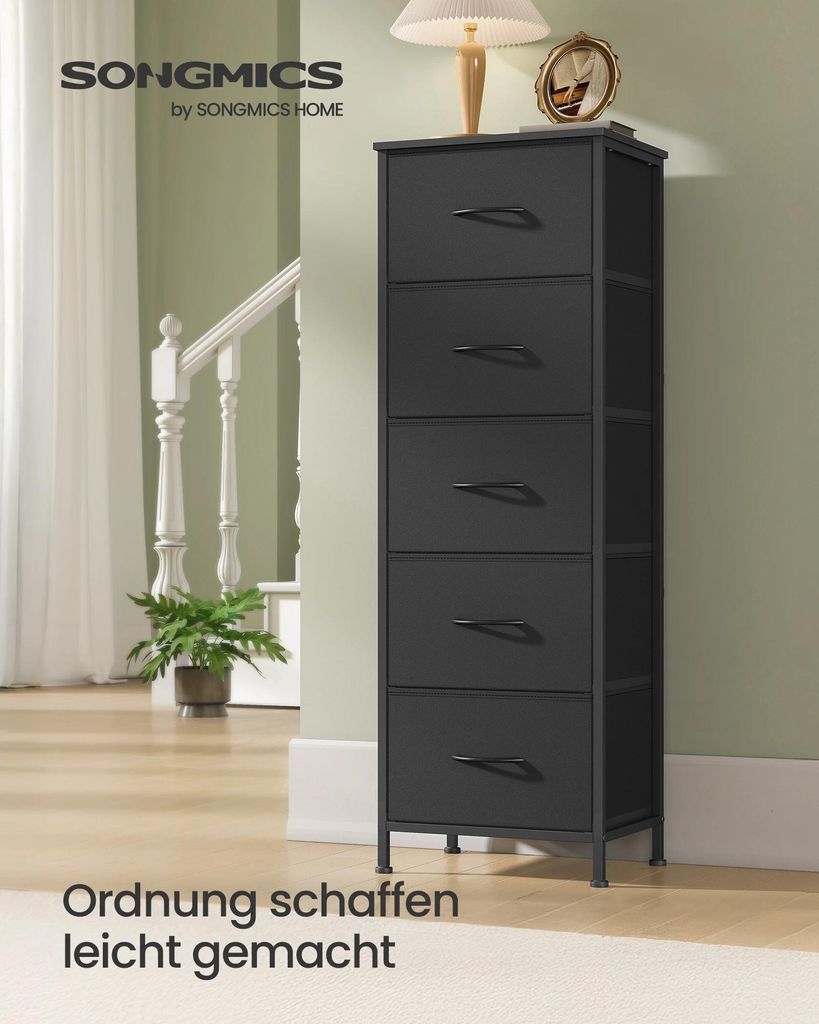Aktenschrank - Schubladenschrank - MDF - Schubladen aus Vliesstoff - Montage erforderlich - Für Büro - Schwarz