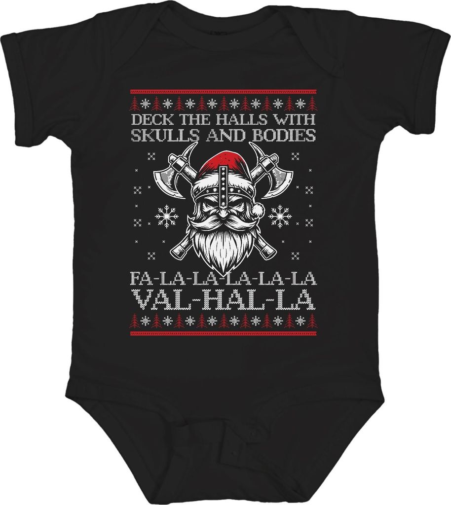 Valhalla Wikinger Nordmann Viking - Weihnachten Weihnachtsgeschenk Christmas Unisex Baby Body, Schwarz, 0/3