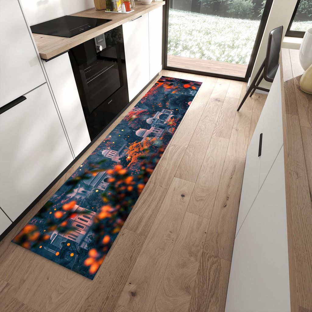 Küchenteppich 60x270cm rutschfest & abwischbar PVC Läufer - Traumhafter Tempel