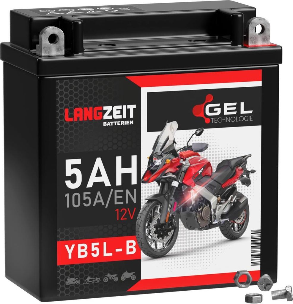 Langzeit Gel Motorradbatterie YB5L-B 5Ah 12V Produktbild 