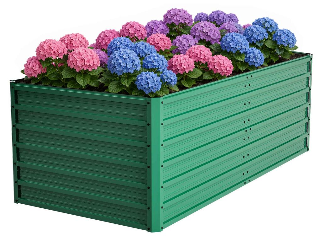Zimilo Metall Hochbeet 190x90x64 cm, Pflanzkasten mit offenem Boden, wetterfest, rostbeständig, grün, für Gemüse, Kräuter & Blumen