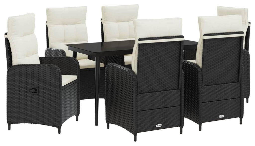 Sofa-Tischset mit Kissen mit Kissen 7 pcs Schwarz und Cremeweiß