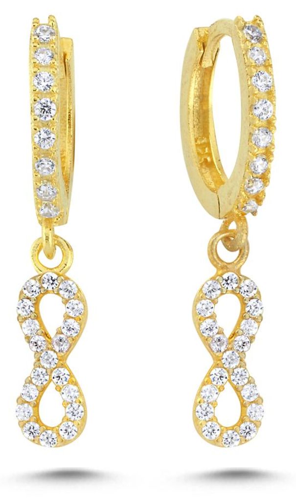 925 Silber Ohrringe Gold Unendlich Zirkon Anhänger Damen Elegant