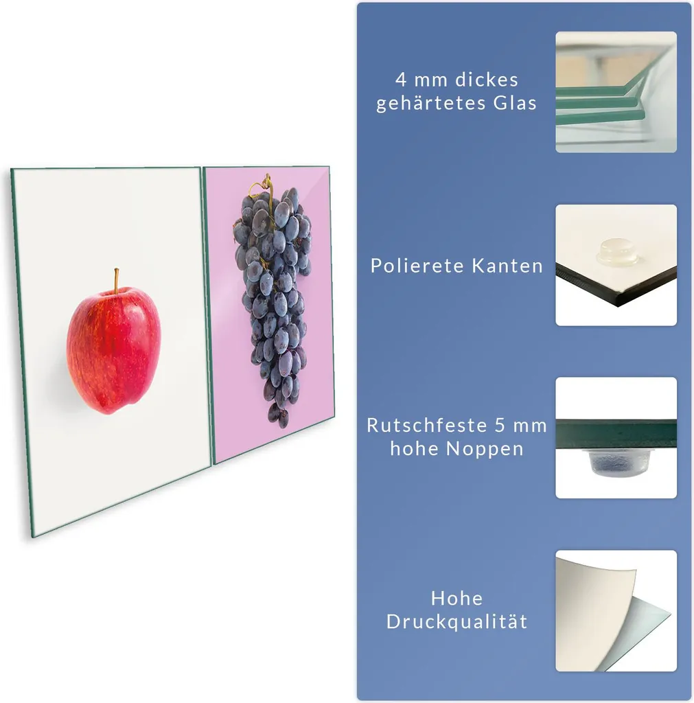 Piastre di copertura per fornelli Ceran splashback vetro universale 2 pezzi 2x40x52 frutta colorata - 8