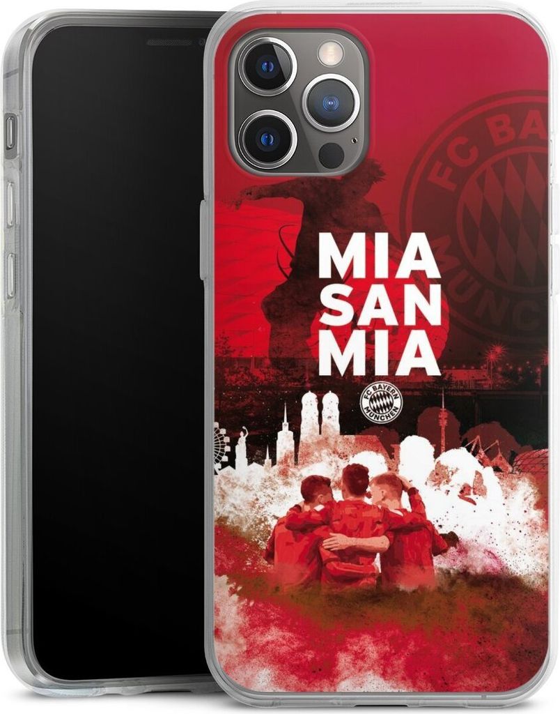 DeinDesign Handyhülle für Apple iPhone 12 Pro Max Silikon Hülle Case Smartphone Schutzhülle FC Bayern München FCB Mia San Mia