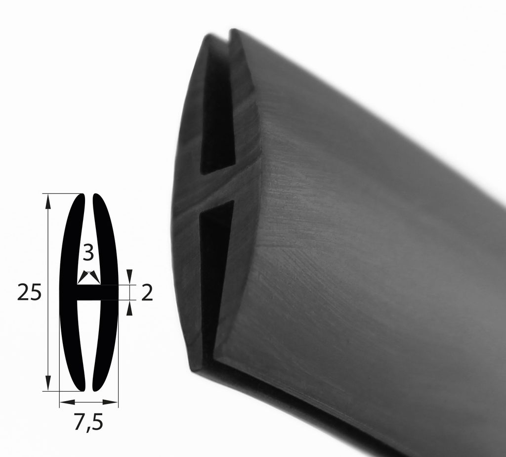 H7 - H-Profil EPDM schwarz Vollgummi H-Profil Dichtung Produktbild 