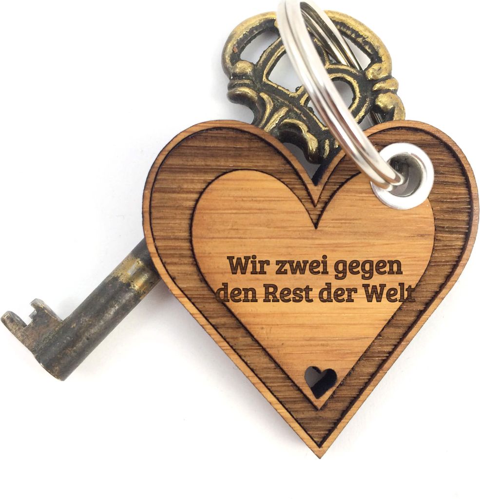 Mr. & Mrs. Panda Holzanhänger Wir zwei gegen den... - Bambus - Geschenk, Verliebt, Glücksbringer, Schlüssel Anhänger, für tasche, Liebe, Herzc...