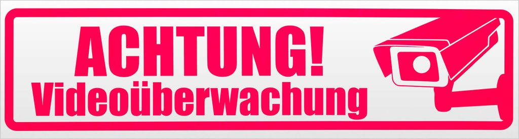 Kiwistar Achtung Videoüberwachung Magnetschild Schild magnetisch - 60cm Neonpink - Magnetfolie für Auto PKW Kfz