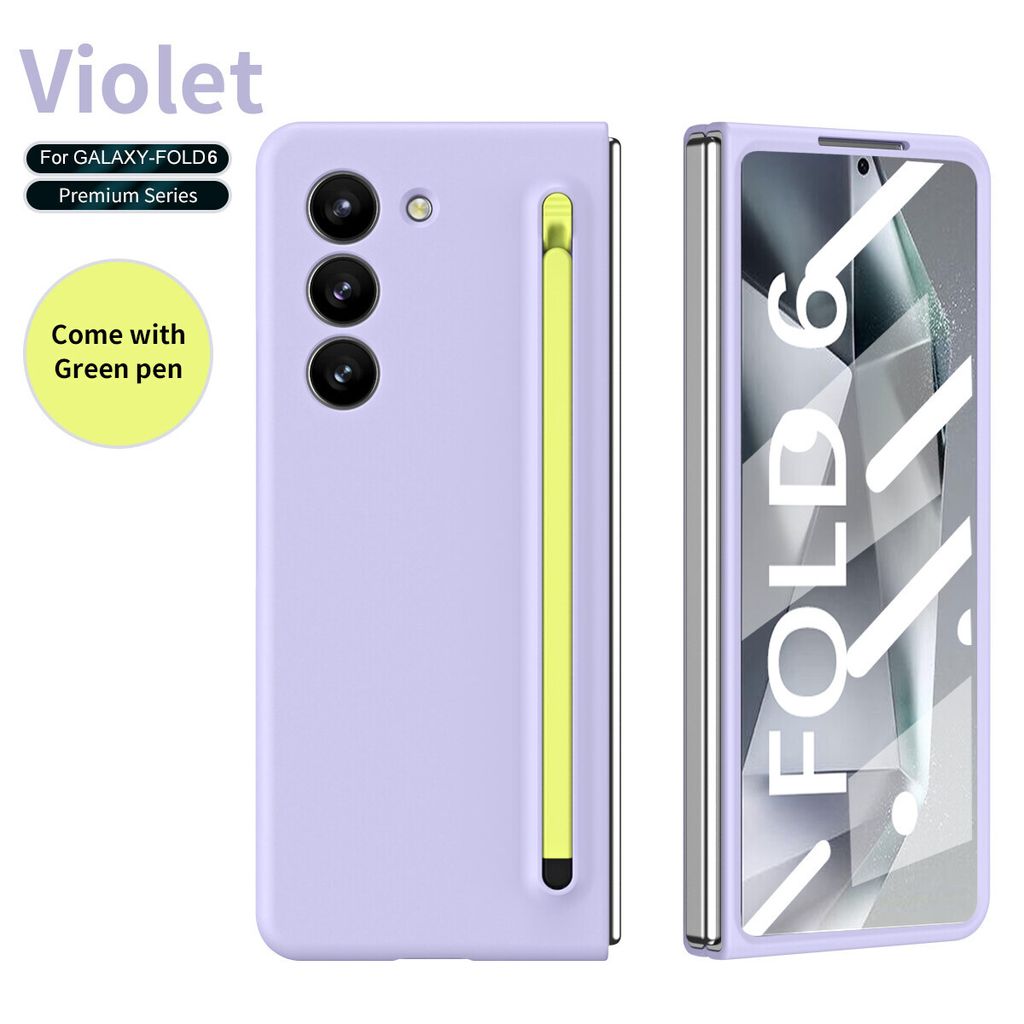 Handyhülle für Samsung Galaxy Z Fold 6 Schlank Stoßfest Kratzfest Schutzhülle mit Eingabestift und Displayschutz Lila