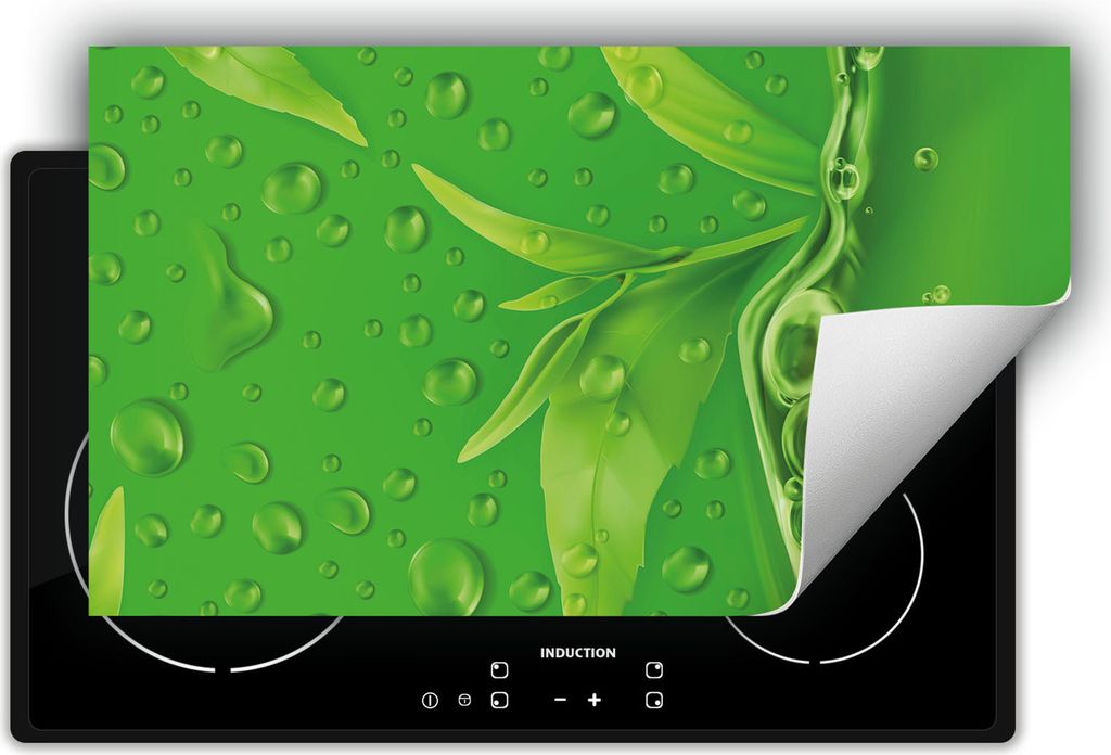 DarHaus Herdabdeckplatte 90x52 cm Anti Rutsch Matte Aufrollbar, grüne - Blume