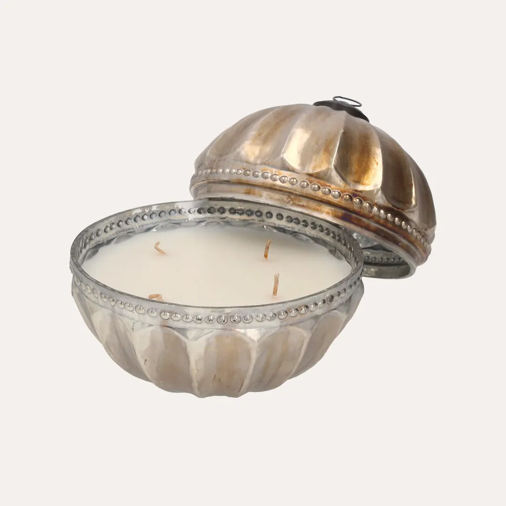 Boule de bougie décorative en verre mercurisé argenté 18cm KEYHOMESTORE - 2