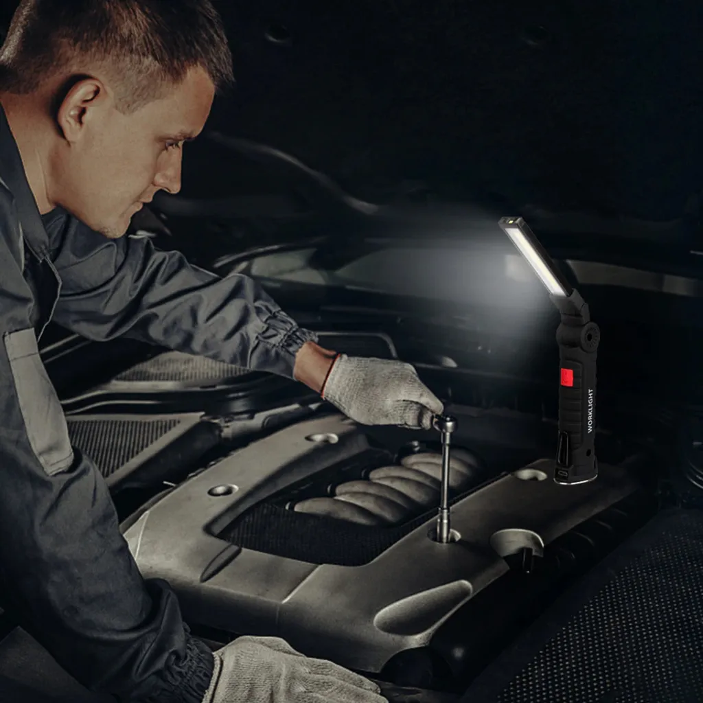 Lampe à main LED pour garage et camping avec batterie longue durée