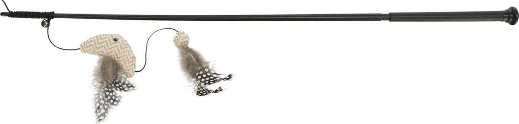 TRIXIE Spielangel XXL mit Fisch, Katze, Seil, Schwarz, Kunststoff, Polyester, 650 mm