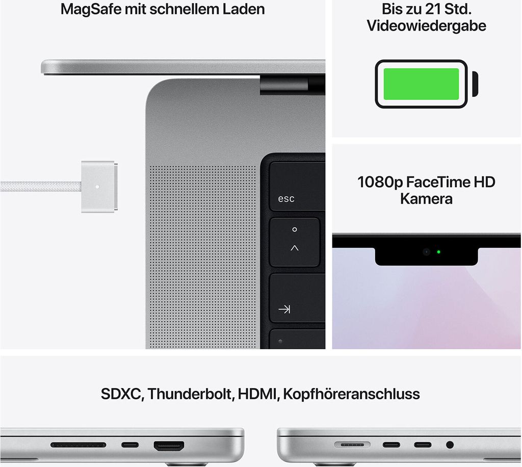 Apple MacBook Pro 16'' M1 Pro 10Core 16GB 512GB  silber Produktbild 