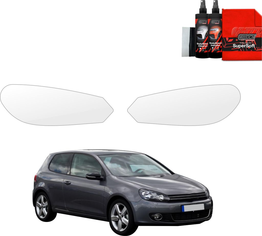 2in1 Schutzfolie für Scheinwerfer - Volkswagen Golf 6 Hatchback 3D (2008-2012) Grizz Protector