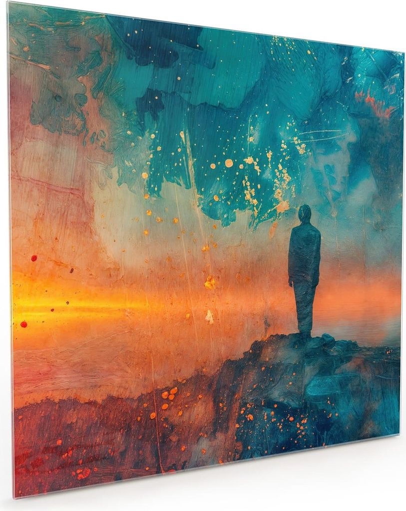 Küchenrückwand Spritzschutz Glas mit Motiv Abstrakte Sonnenaufgang 40 x 40 cm