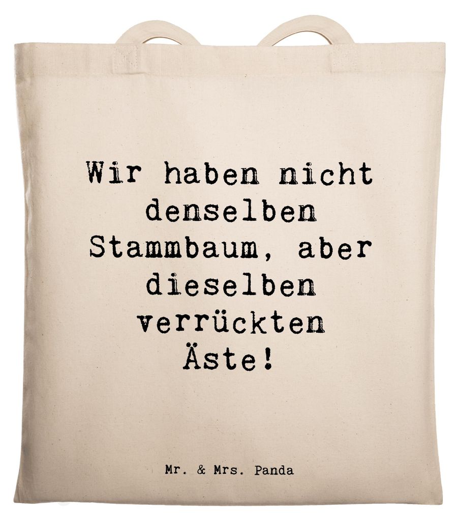 Mr. & Mrs. Panda Tote Bag Spruch Adoptivkind Verrückte Äste - Transparent - Geschenk, Kostbare Momente, Liebe, Familie, Baumwolltasche, einkaufss...