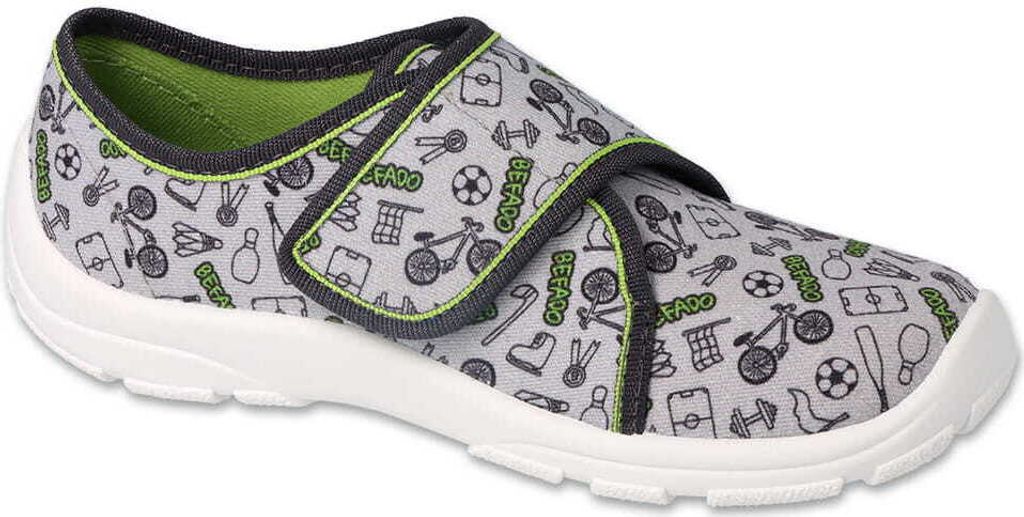 Jungen hausschuhe Befado Danny 974Y532 FLEXI grau, game, klettverschluss