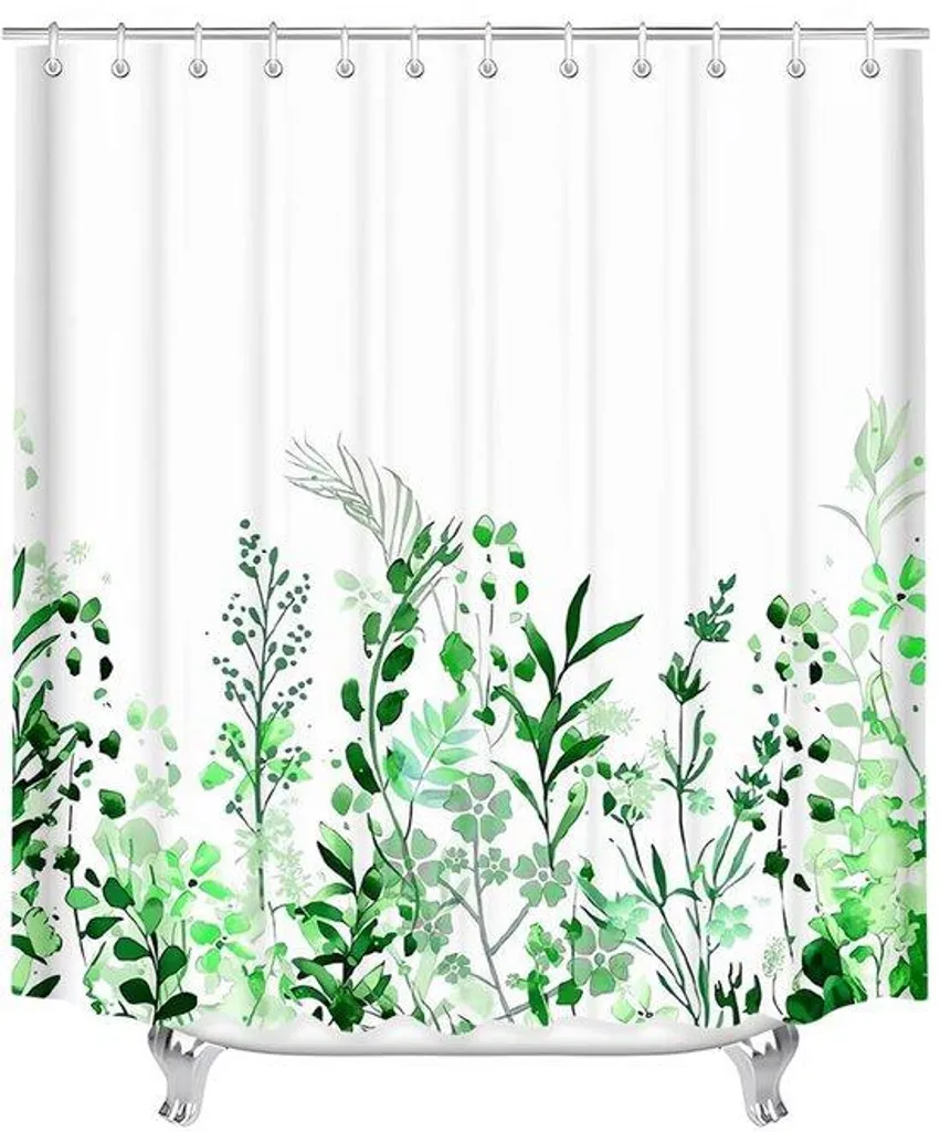 Rideau de douche textile vert 220x200cm imperméable pour grande baignoire