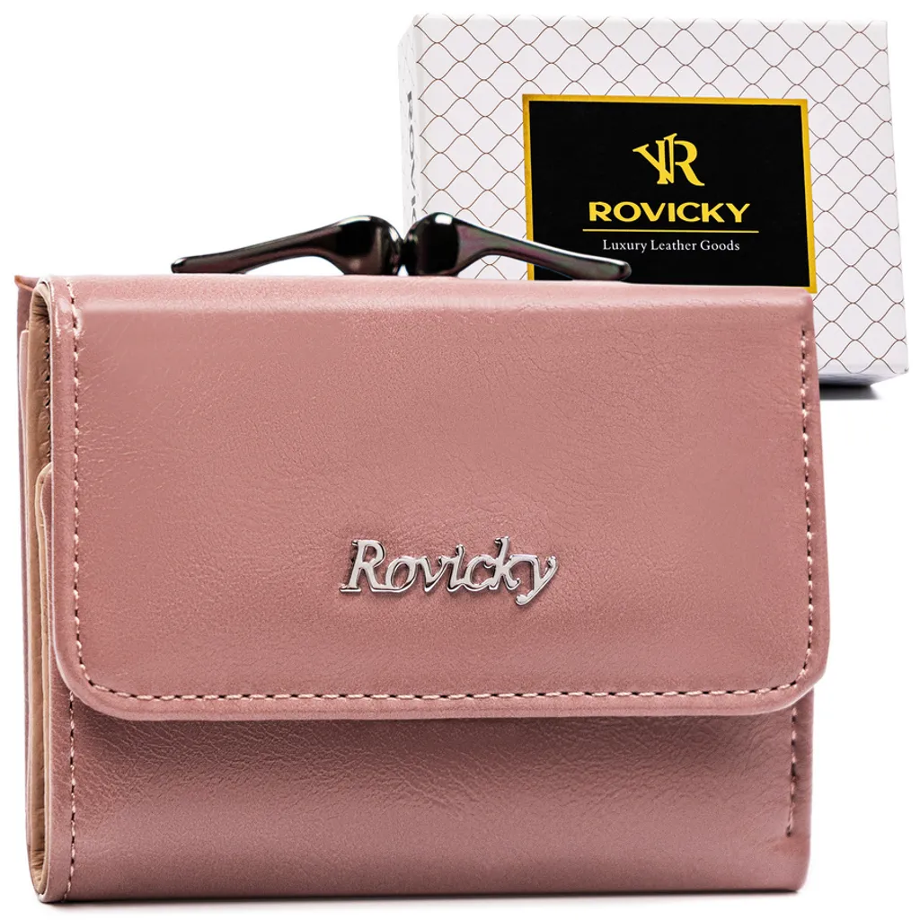 Mini Portafoglio Donna Rovicky Pelle con Protezione RFID e Chiusura