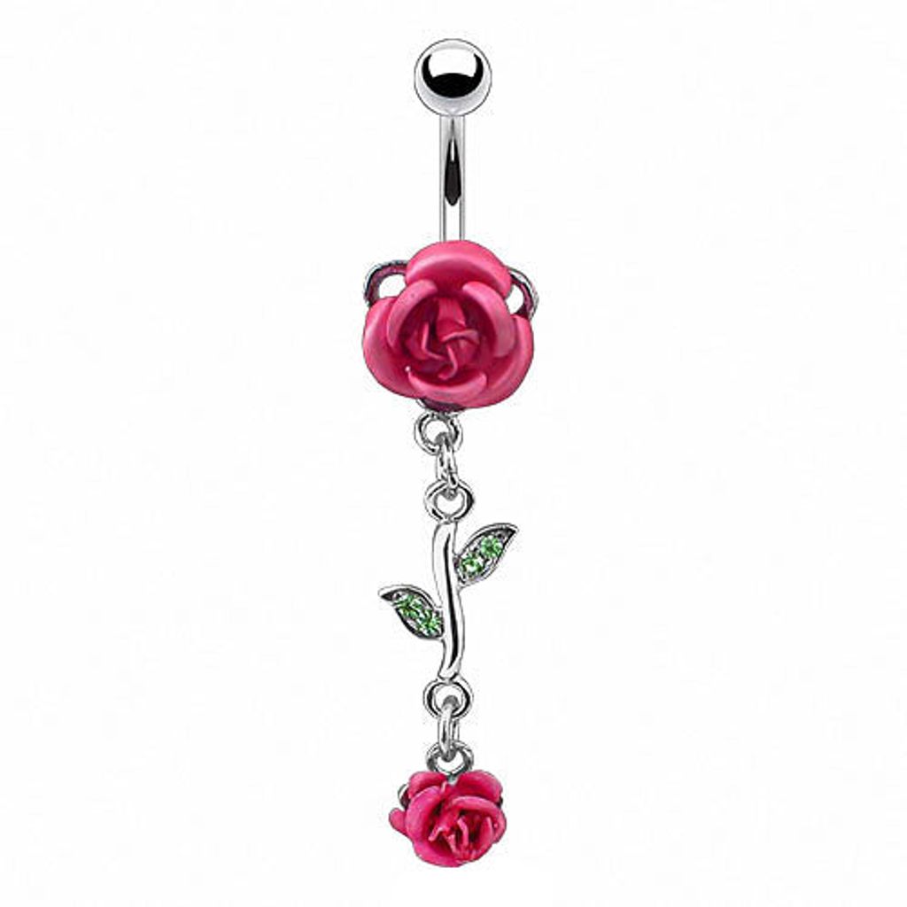 Taffstyle Bauchnabelpiercing Bauchnabelpiercing Schmuck Stecker mit Rosen Blüten Anhänger, Pink