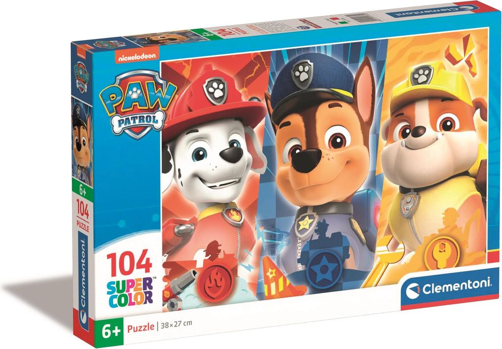 Clementoni Paw Patrol Kinder Puzzle 104 Teile - Paw Patrol Puzzle 37,9 x 26,9 cm für Kinder ab 6 Jahre - Geschicklichkeitsspiel von Clementoni 25769