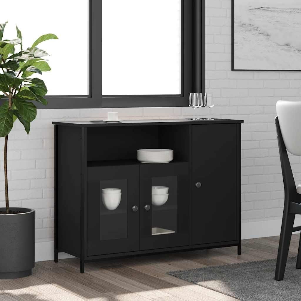 vidaXL Příborník černý 100x35x75 cm materiál na bázi dřeva Obrázek produktu 