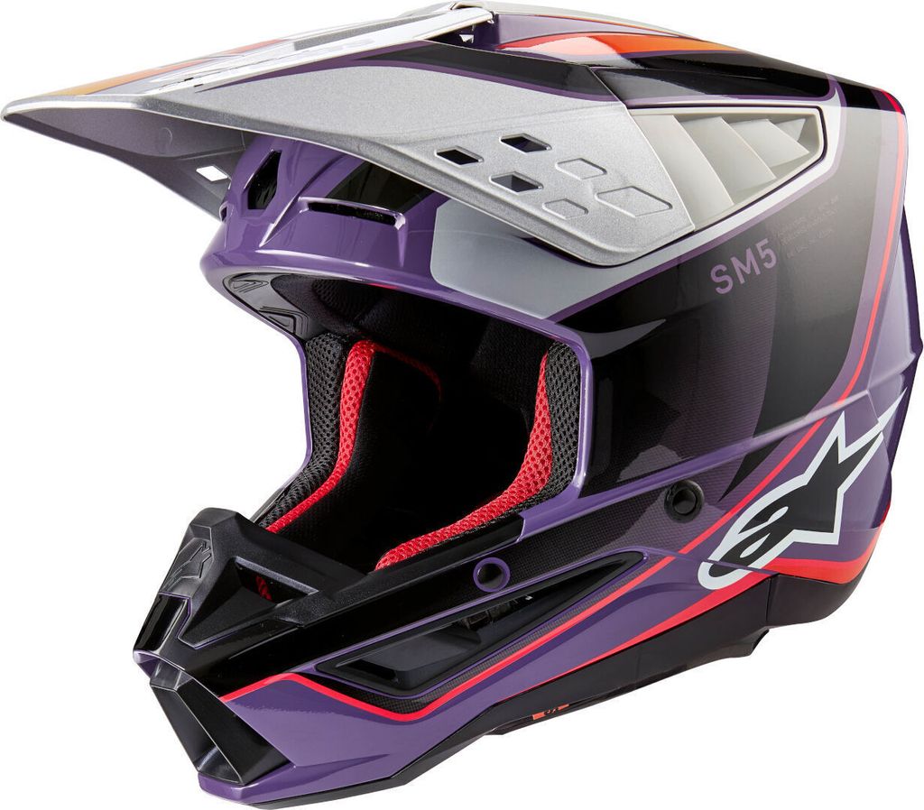 Alpinestars S-M5 Sail 2024 Motocross Helm, schwarz/lila/silber, S (55/56)