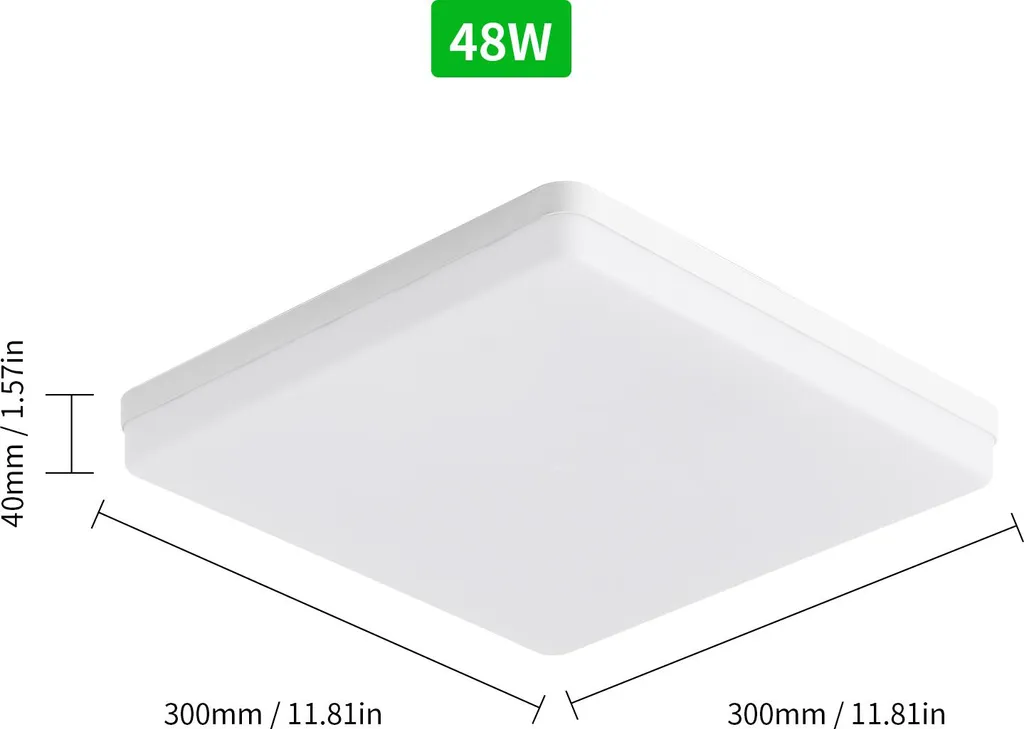 Plafonnier LED Idéal pour Éclairer Cuisine et Chambre - 48W 6500K Carré