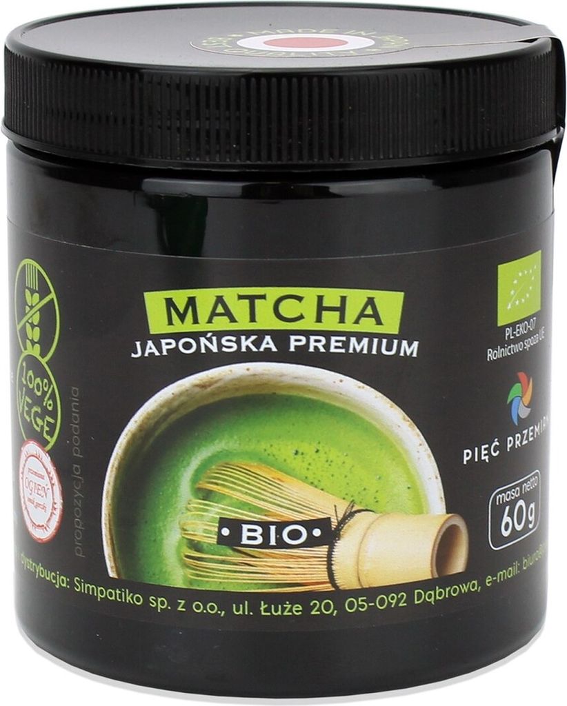 GLUTENFREIER JAPANISCHER MATCHA-GRÜNTEE AUS BIOLOGISCHEM ANBAU 60 g – PIĘĆ PRZEMIAN