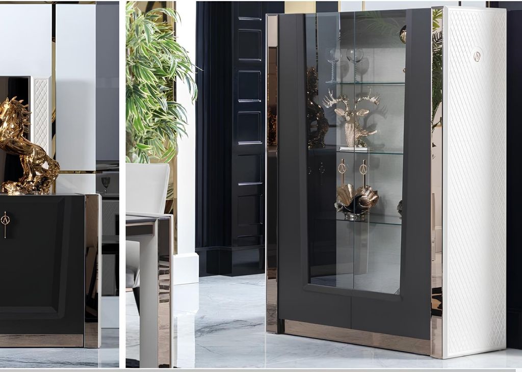 Vitrine Esszimmer Anrichte Holz Schränke Möbel Wohnzimmer Anrichte Glas Schrank