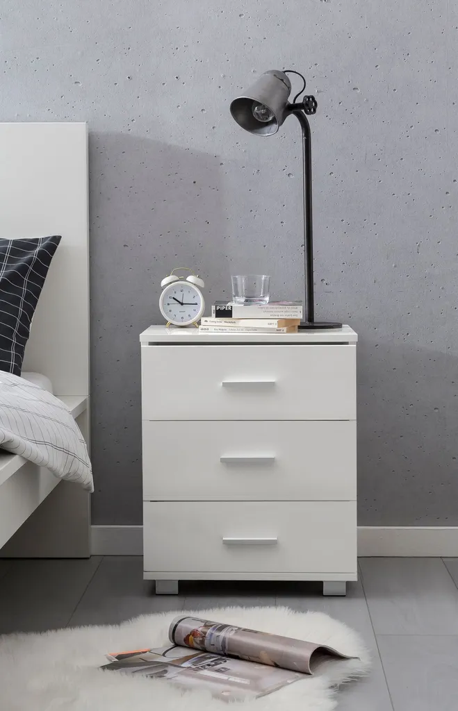 Table de Nuit Haute Brillance FineBuy - Meuble de Chevet Bois Moderne - 6
