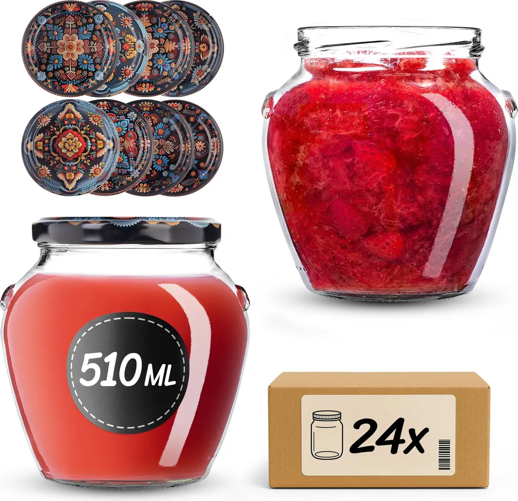 Set 24 Barattoli Miele KADAX 510ml | Vetro Resistente con Tappo Vite