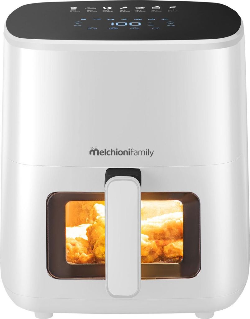 Melchioni Heißluftfritteuse 5L 1400W Air Fryer mit 7 Programmen Touch