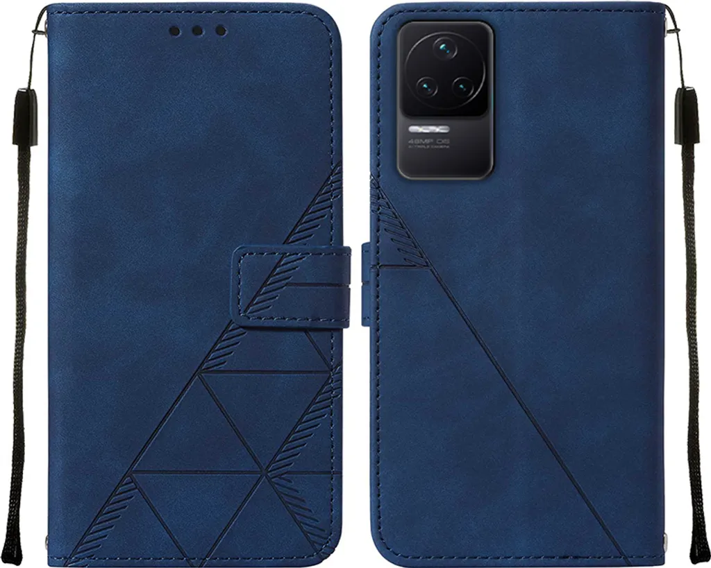 Custodia in pelle flip per Xiaomi Redmi K50 / K50 Pro custodia design portafoglio con goffratura, porta carte e supporto blu