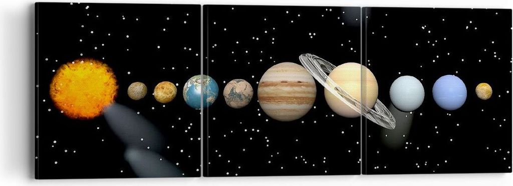 Bild auf Leinwand - Leinwandbild - Universum Galaxie Planeten Sterne - 90x30cm - Wand Bild - Wanddeko - Leinwanddruck - Bilder - Kunstdruck - Leinw...