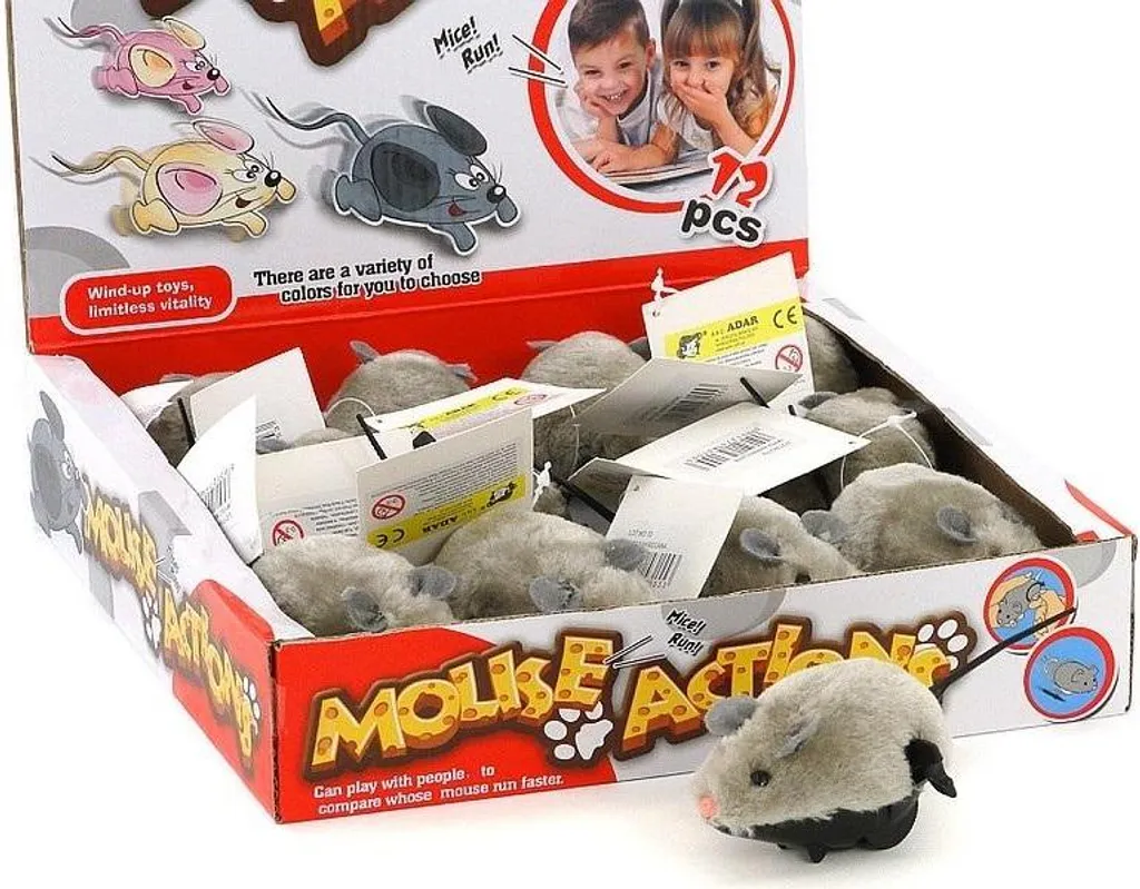 Souris décoratives grises 9x6x5cm avec fixation à visser lot de 12 unités