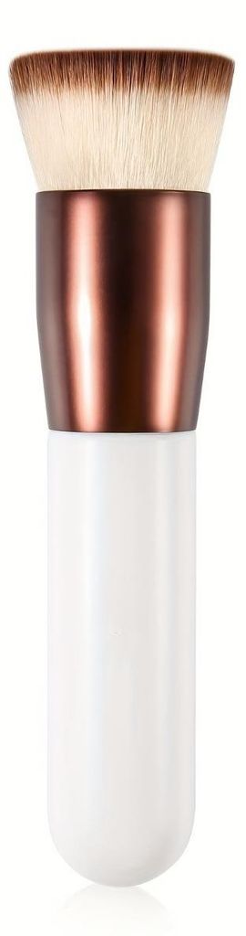 INF Flat Top Foundation Brush Soft Nylon Borsten ABS Griff Aluminium Zwinge Kompakt Weiß