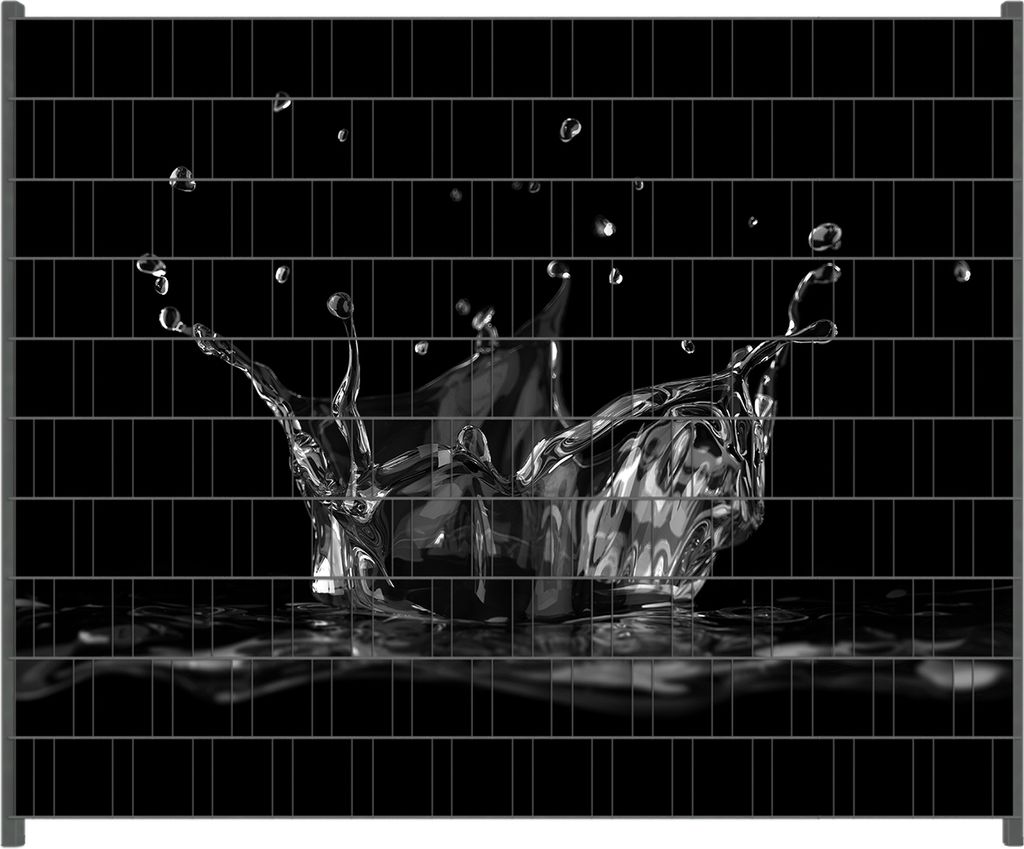 Wallario Zaunsichtschutz mit Motiv Aufspritzendes Wasser Schwarz-Weiß für Ein- und Doppelstabmatten Zäune in der Größe 250 x 200 cm