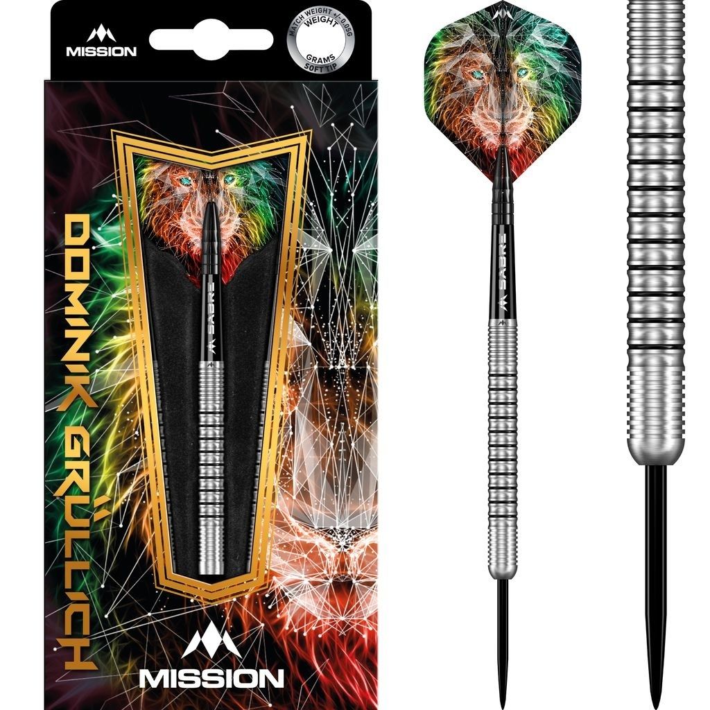 Mission Dominik Grülllich Steeldarts 95% Tungsten 21,5 g Grip-Level 3
