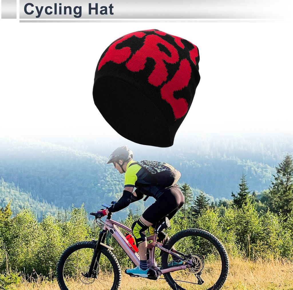 Fahrrad Mütze Warm Komfortabel und Atmungsaktiv Schutzhelm Innenfutter Acryl Schwarz 20x21cm 1Stk