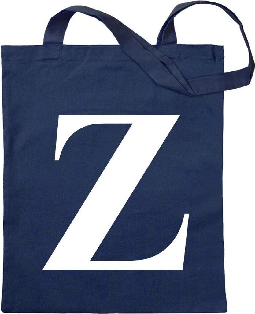 Kiwistar Buchstabe Z - Alphabet Tragetasche Baumwolltasche Stoffbeutel Umhängetasche langer Henkel