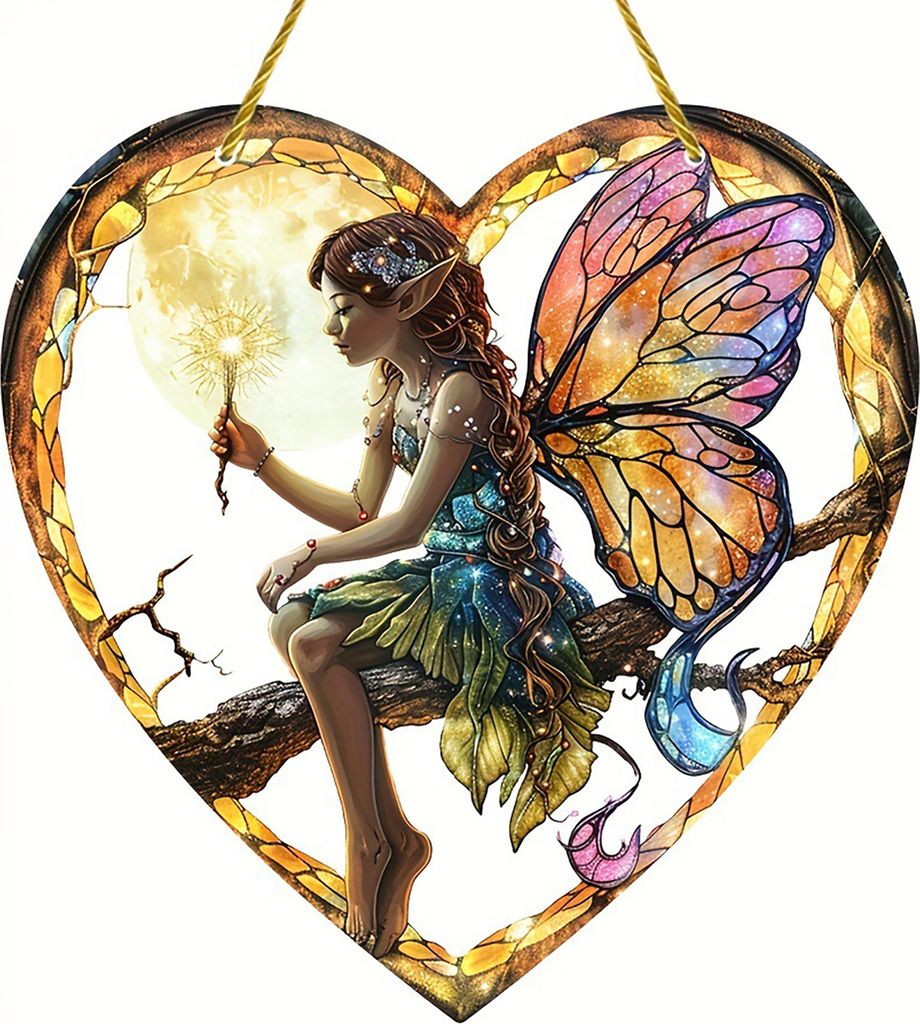 Fee Hängende Dekoration Herz Wand Anhänger Acryl Glasmalerei Form Anhänger für Home Garten Decor