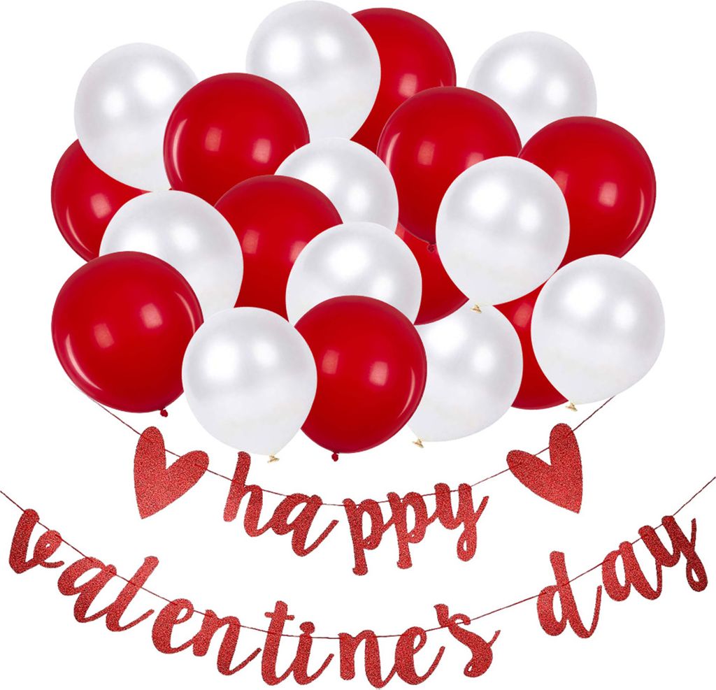Romantische Luftballons Dekorative Flagge Valentinstag Party Papier Banner Hanging Ornament-1