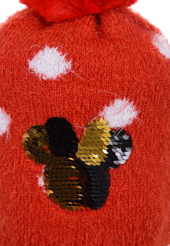 Minnie Mouse Kinder Winter-Mütze Mädchen Bommel-Mütze , Farbe:Rot, Größe:52