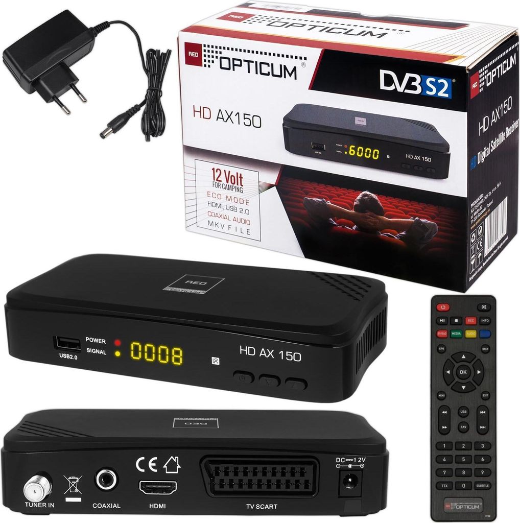 Ricevitore satellitare Opticum AX150 in Full HD 1080p, con Immagine del prodotto 