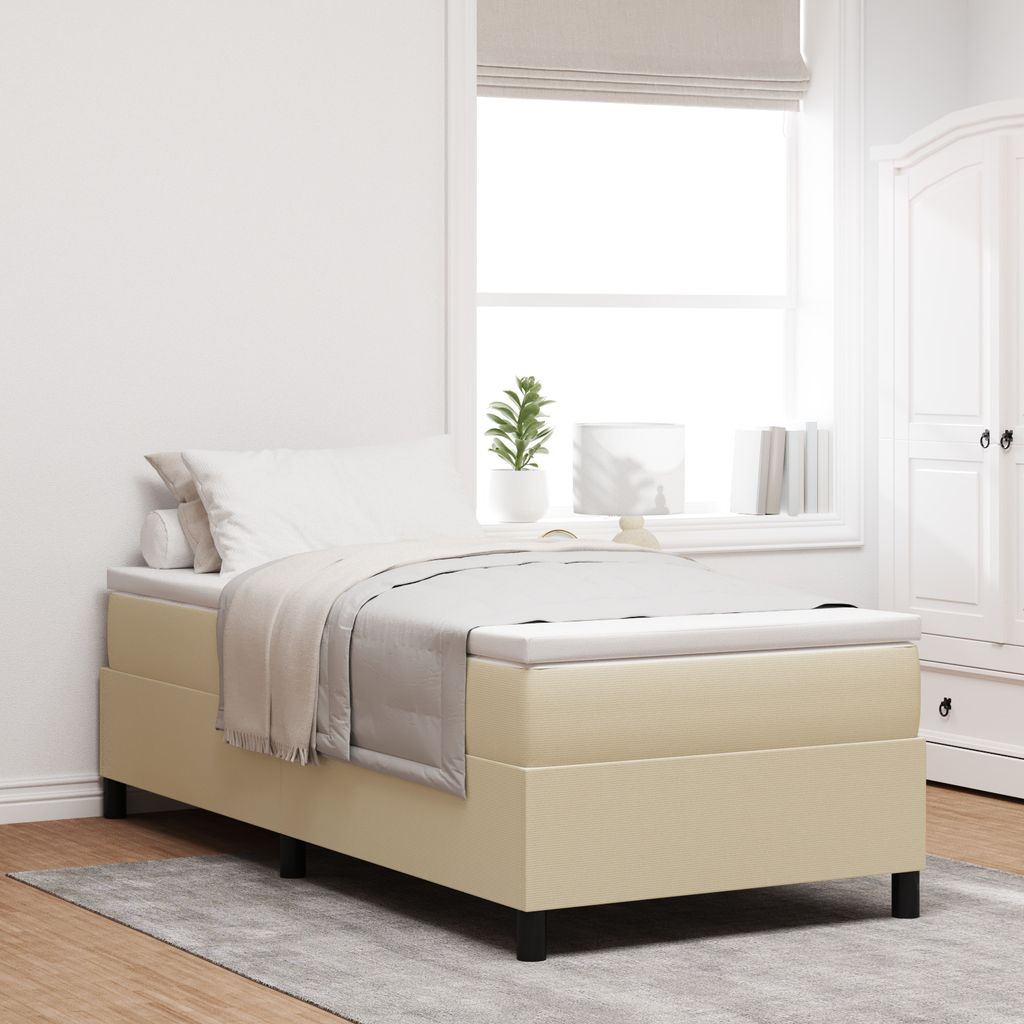 Möbel Polsterbett Boxspringbett mit Matratze Hellgrün Grau 100x200 cm Cordstoff - Klassische Betten/Bettrahmen Neu2025 816168