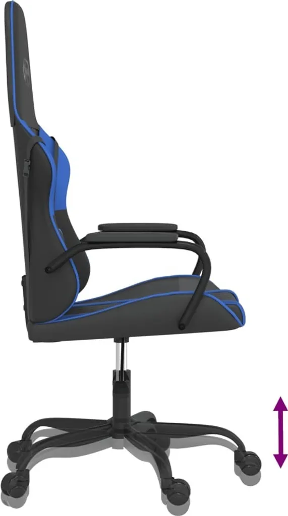 Sedia da Gioco vidaXL con Massaggio USB - Upgrade Setup Nero/Blu - 6