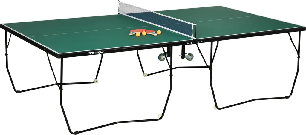 Table ping-pong acier Fortuna Lai pliable, verte avec roues et 2 sets
