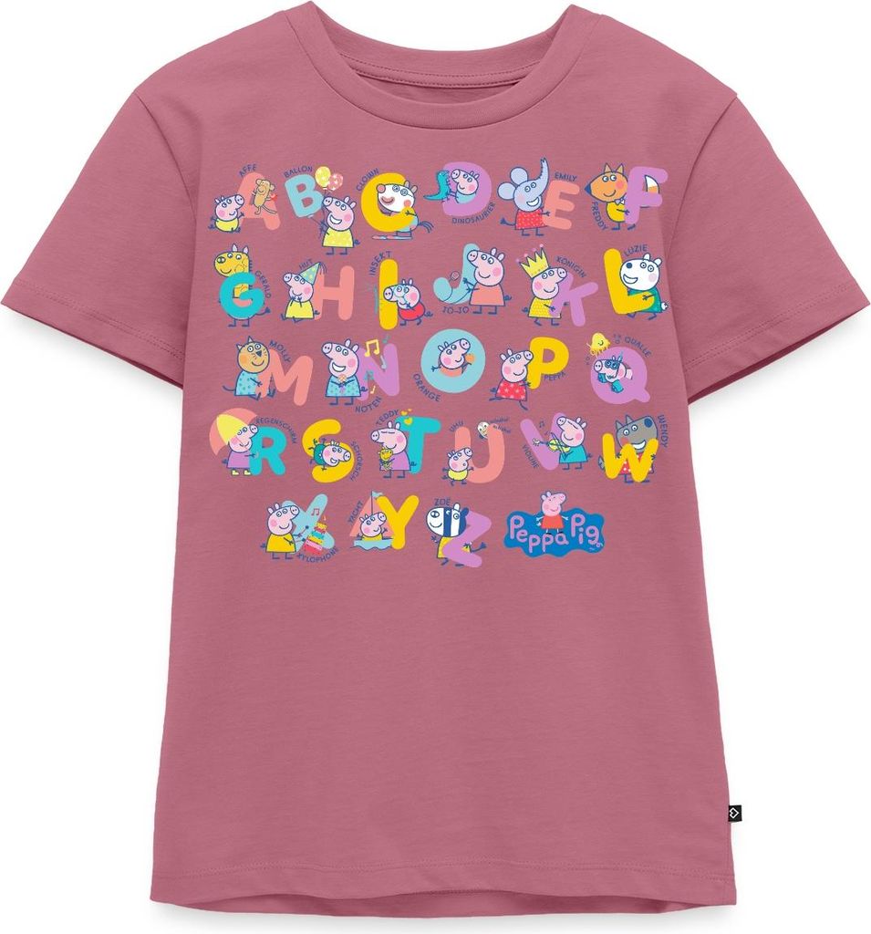 Spreadshirt Peppa Pig Design Alphabet Mit Peppa Kinder Premium T-Shirt, 110/116 (4 Jahre), Mauve